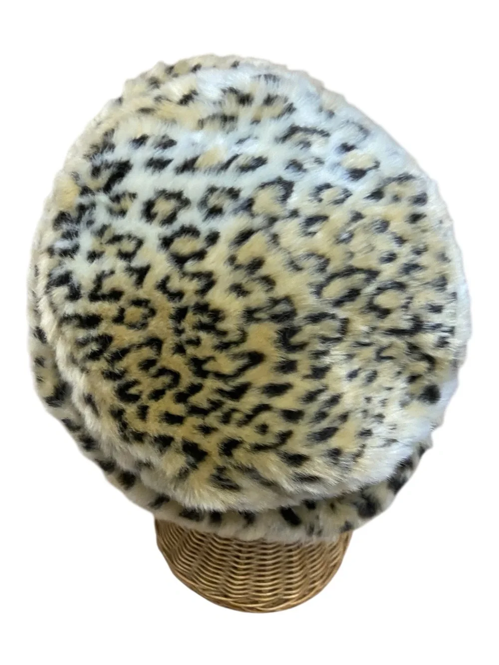 Womens Vintage Y2k Leopard Print Bucket Hat Size M/L Winter